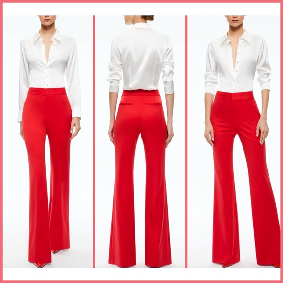 Alice + Olivia Deanna High Rise Red Bootcut Pant - Picture 6 of 17